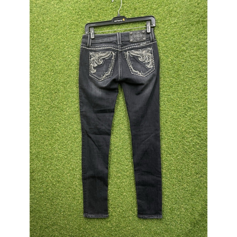 Miss Me Jeans Womens 26 Mid Rise Skinny Embellished Y2K Buckle Dark Wash 2000s